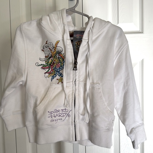 Ed Hardy Other - NWT 2T WHITE ED HARDY HOODIE SWEATSHIRT WITH BLING